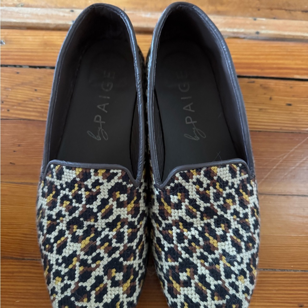By PAIGE needlepoint leopard loafers